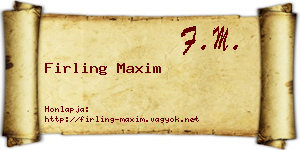 Firling Maxim névjegykártya